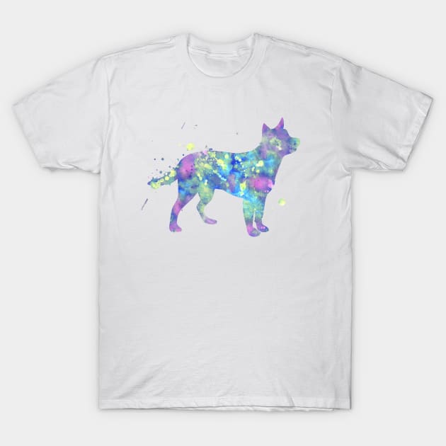 Cattle Dog Watercolor Painting T-Shirt by Miao Miao Design